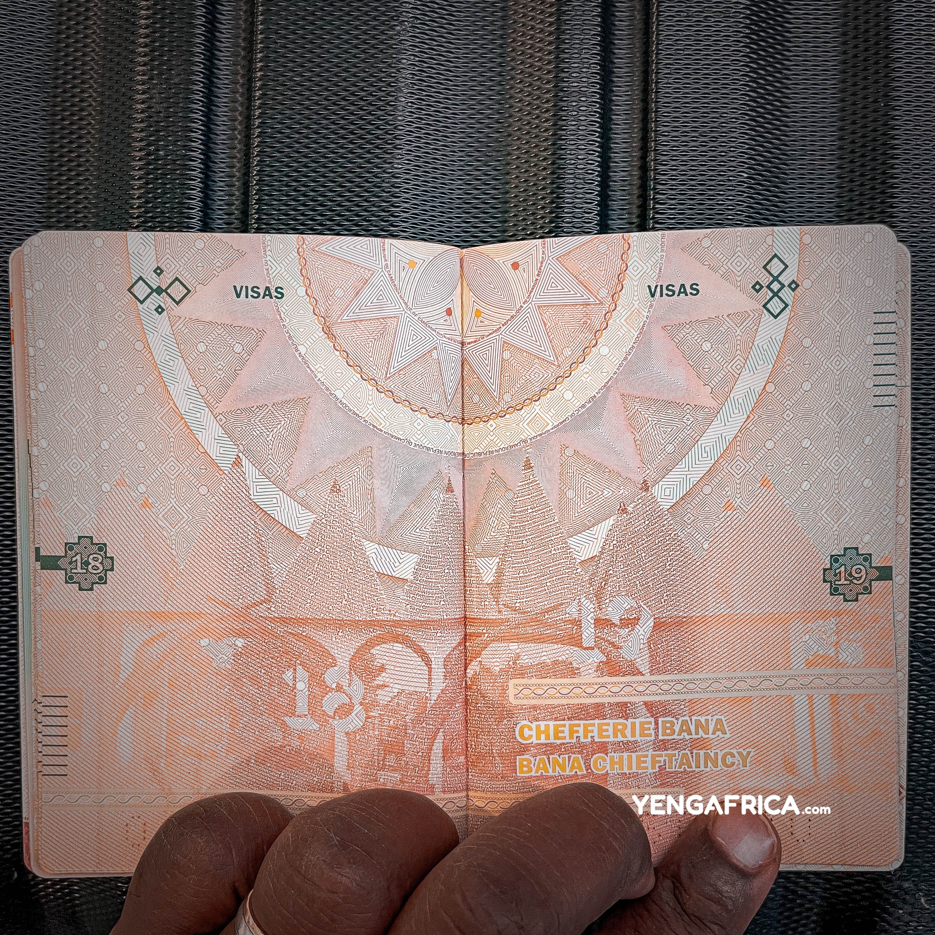 Cameroon passport visa page - YENGAFRICA