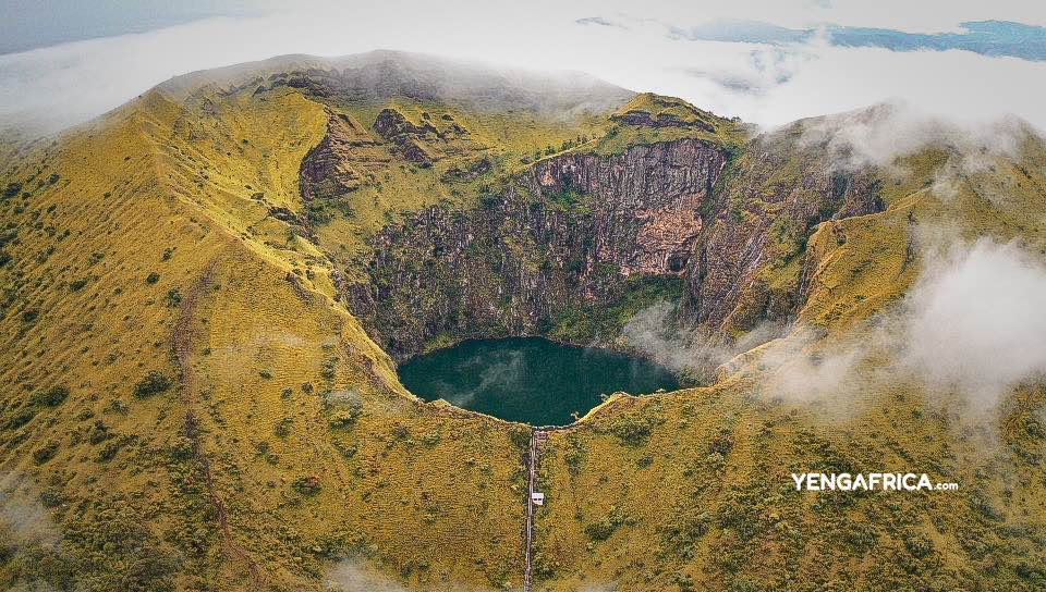 Drone view of Lake Mbapit in Foumbot